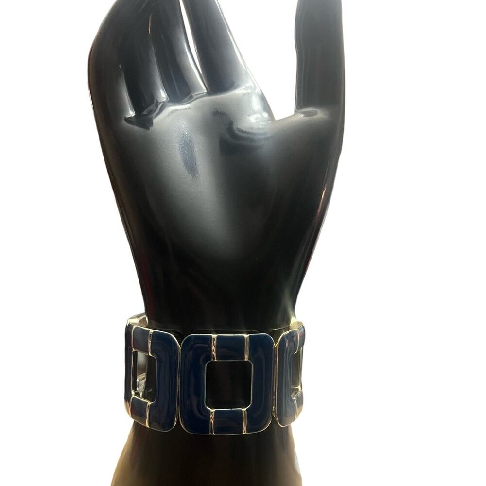 Croft & Barrow Navy Enamel Gold-Tone Link Bracelet - Modern & Chic